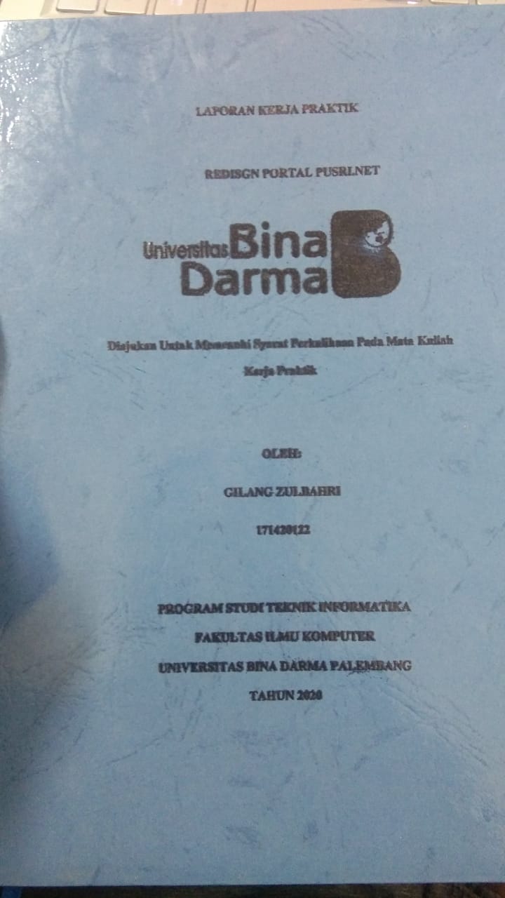 Cover REDISGN PORTAL PUSRLNET / GILANG ZULBAHRI