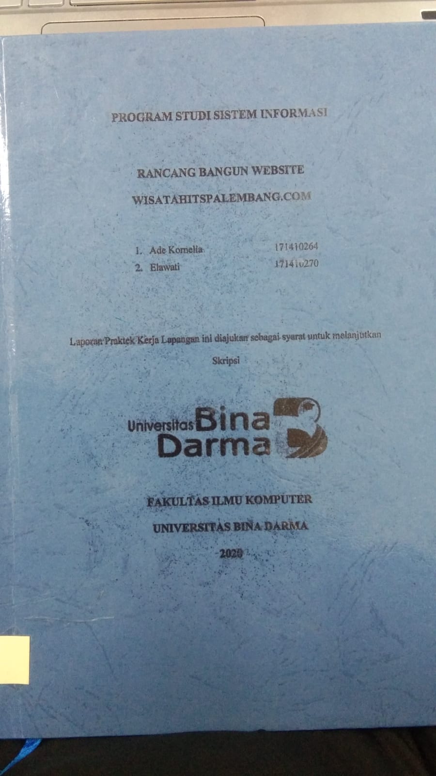 Cover RANCANG BANGUN WEBSITE WISATAHITSPALEMBANG.COM / ADE KORNELIA DKK.