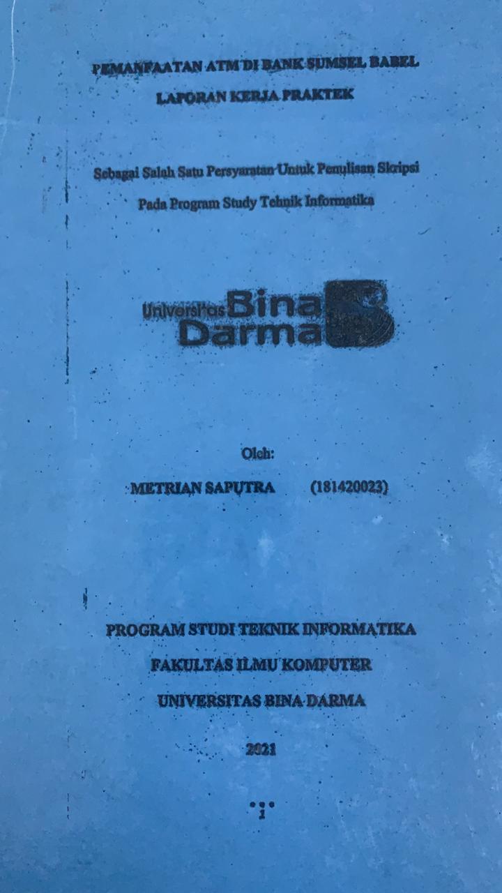 Cover PEMANFAATAN ATM DI BANK SUMSEL BABEL / METRIAN SAPUTRA