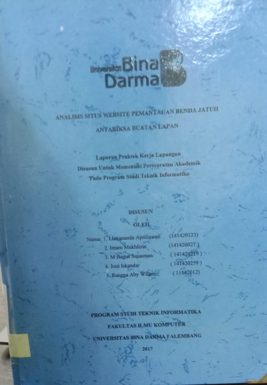 Cover ANALISIS SITUS WEBSITE PEMANTAUAN BENDA JATUH ANTARIKSA BUATAN LAPAN / LISTIANANDA APRILIAWAN, IMAM MUKHLISIN,dkk