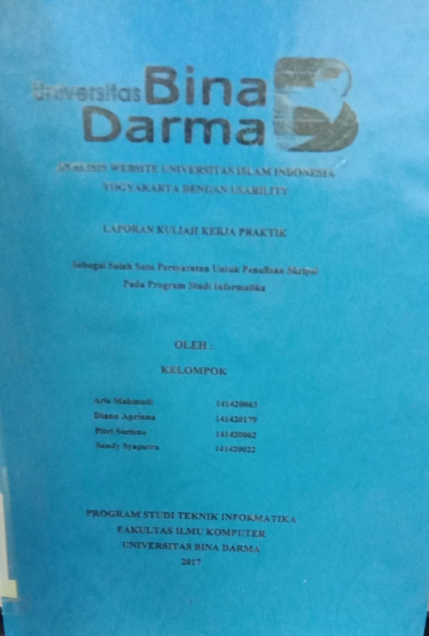 Cover ANALSIS WEBSITE UNIVERSITAS ISLAM INDONESIA YOGYAKARTA DENGAN USABILITY / ARIS MAHMUDI, DIANA APRIANA,dkk