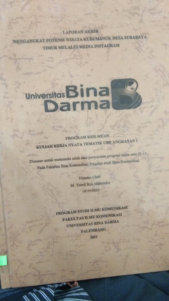 Cover MENGANGKAT POTENSI WISATA KUBUMANUK DESA SURABAYA TIMUR MELALUI MEDIA INSTAGRAM / M. YUSRIL IHZA MAHENDRA