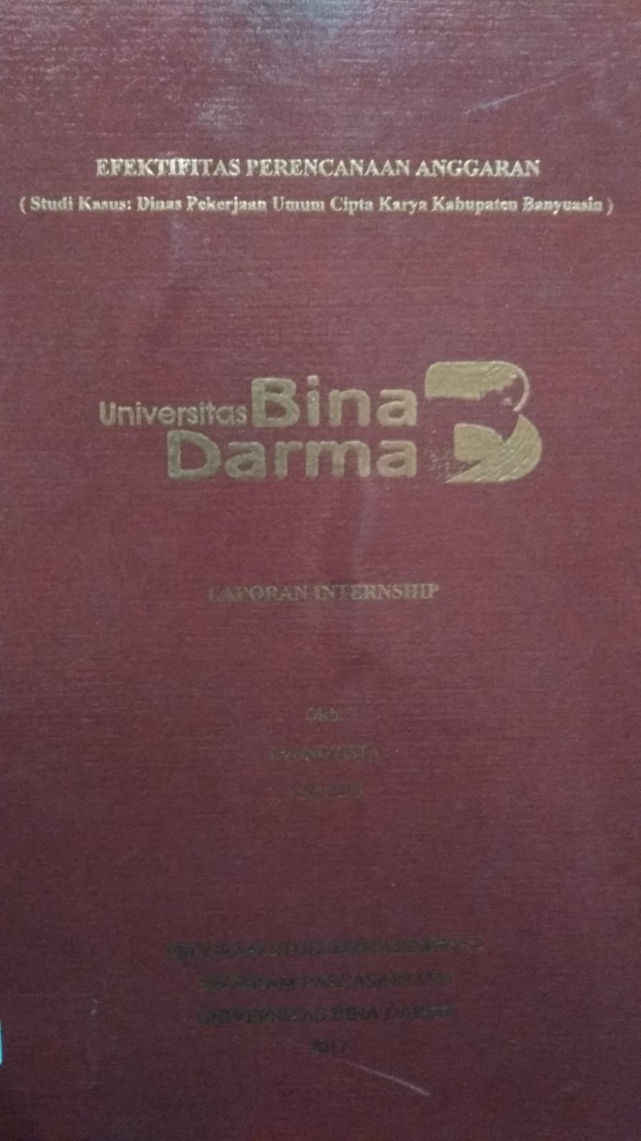 Cover EFEKTIVITAS PERENCANAAN ANGGARAN :  (Studi Kasus : Dinas Pekerjaan Cipta Karya Kabupaten Banyuasin) / Evonovista