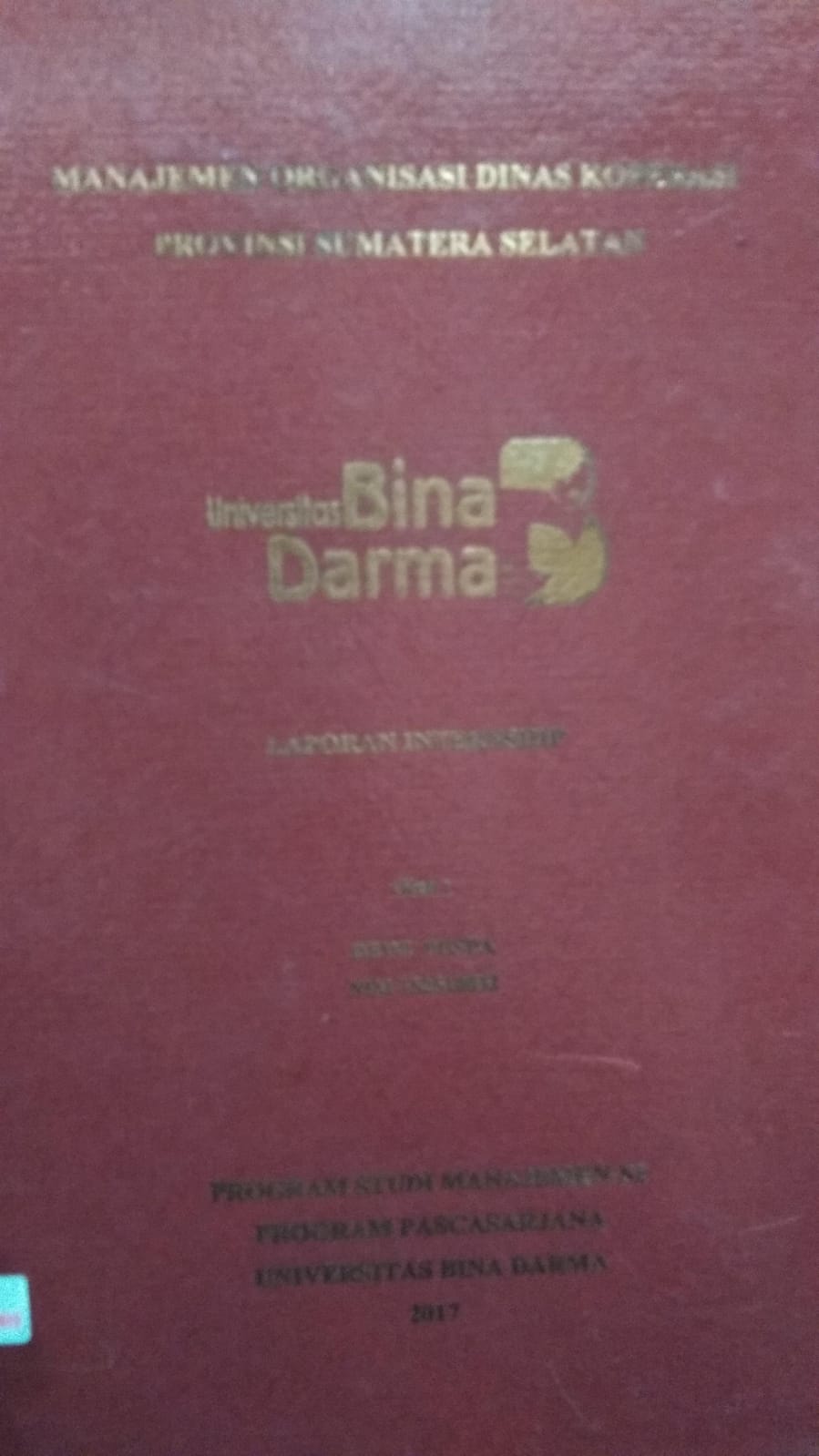 Cover MANAJEMEN ORGANISASI DINAS KOPERASI PROVINSI SUMATERA SELATAN / Dewi Puspa