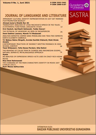 Cover JOURNAL of LANGUAGE and LITERATURE / Margianti