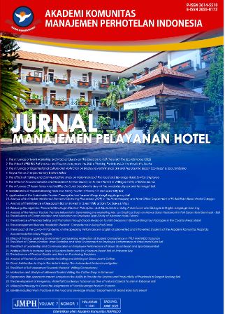 Cover JURNAL MANAJEMEN PELAYANAN HOTEL / Akademi Komunitas Manajemen Perhotelan Indonesia
