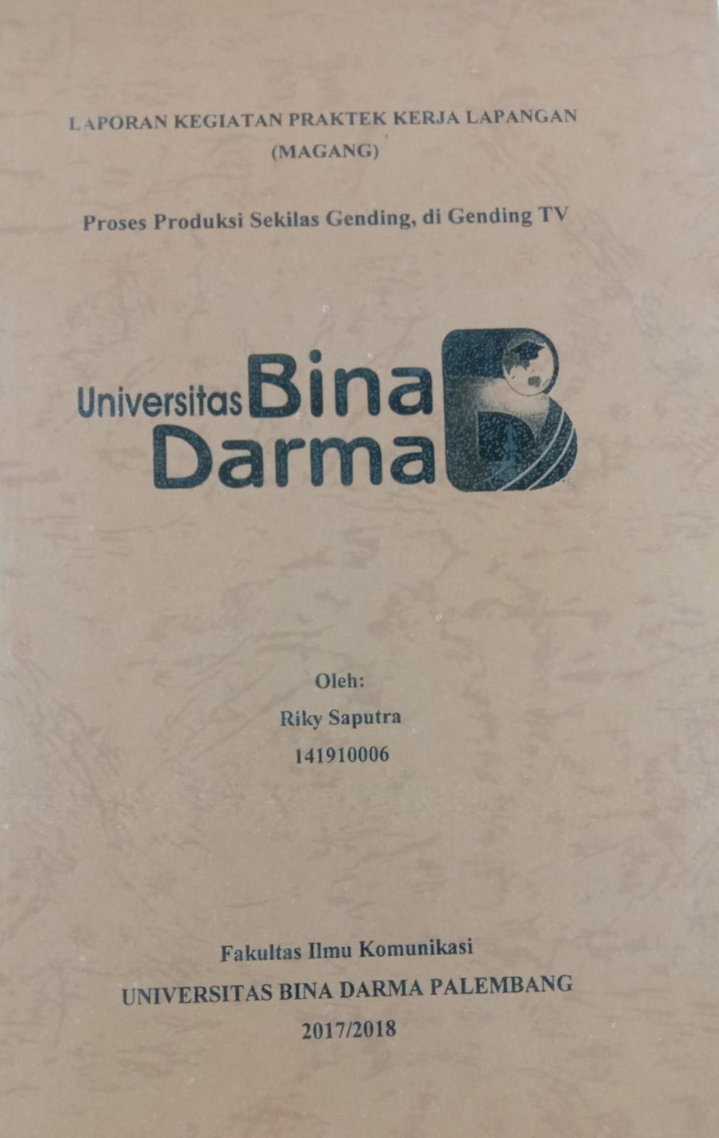 Cover PROSES PRODUKSI SEKILAS GENDING, DI GENDING TV / RIKY SAPUTRA