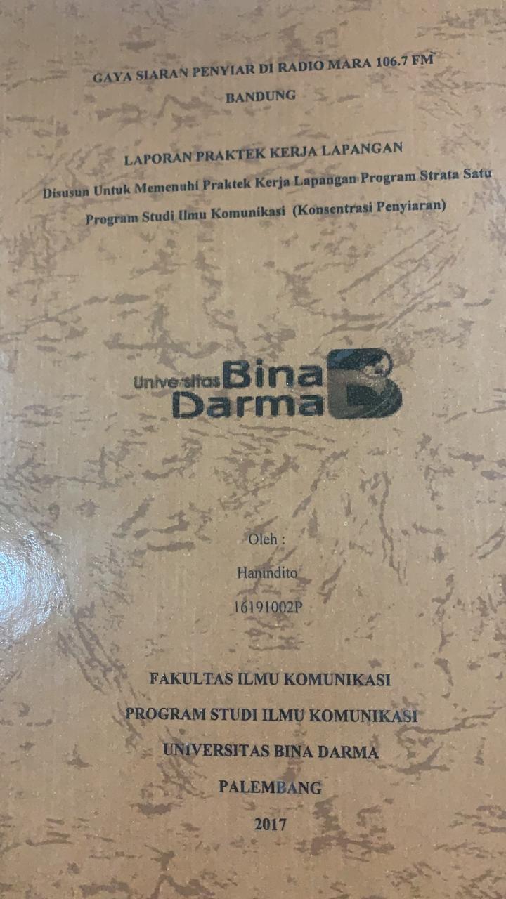 Cover GAYA SIARAN PENYIAR RADIO MARA 106.7 FM BANDUNG / HANINDITO