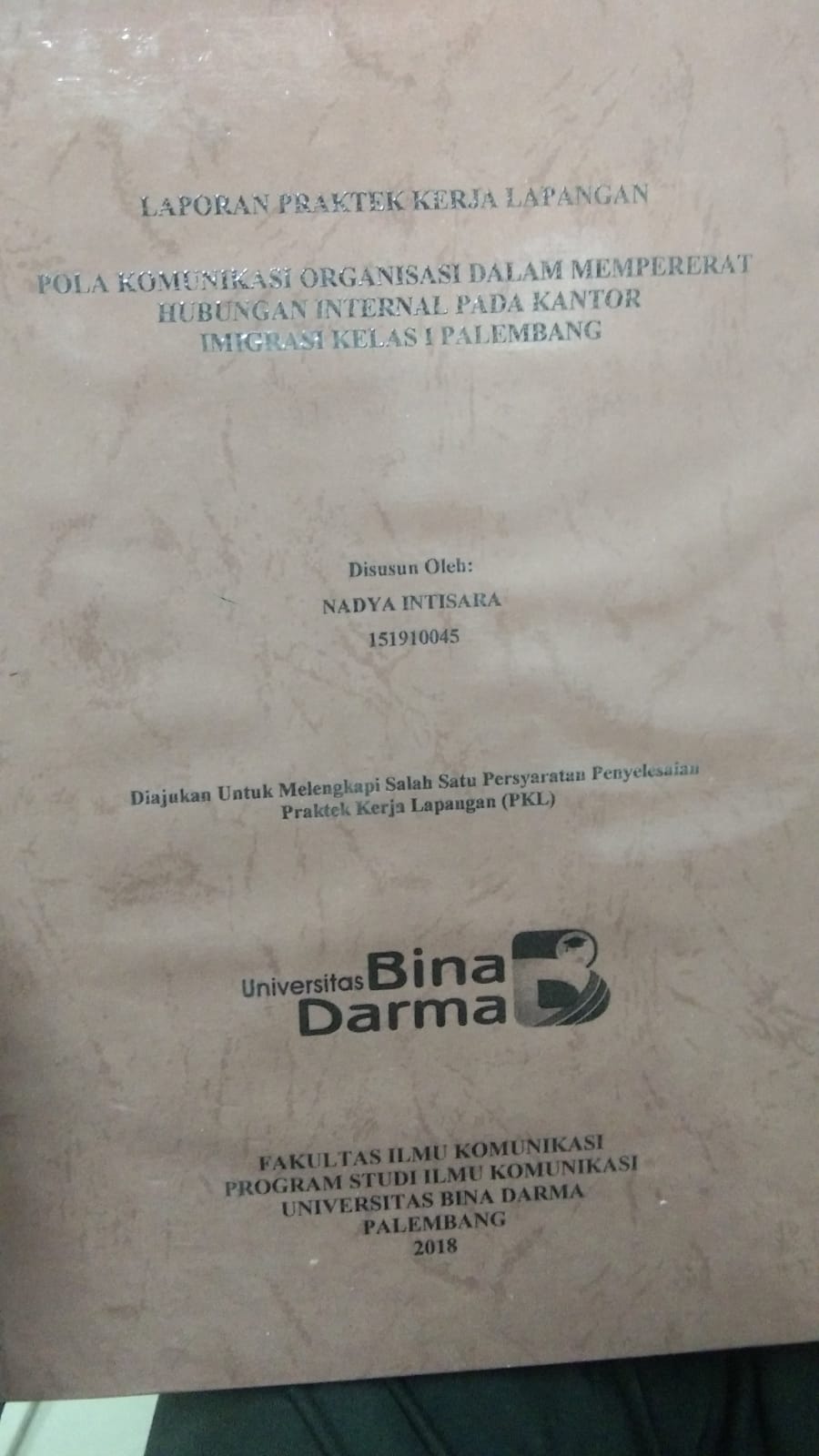 Cover POLA KOMUNIKASI ORGANISASI DALAM MEPERERAT HUBUNGAN INTERNAL PADA KANTOR IMIGRASI KELAS I PALEMBANG / NADYA INTISARA