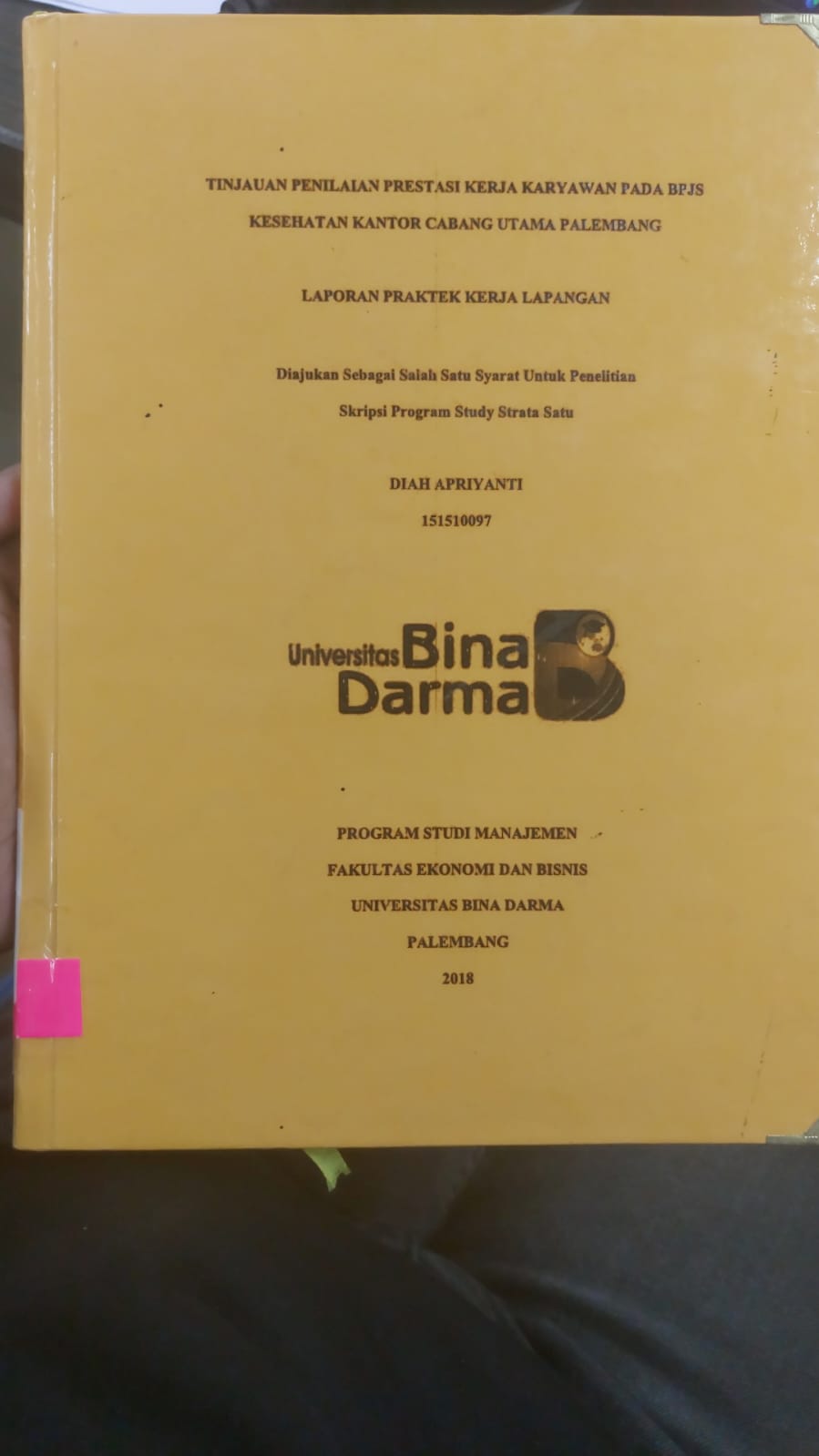 Cover TINJAUAN PELAYANAN PREATASI KERJA KARYAWAN PADA BPJS KESEHATAN KANTOR CABANG UTAMA PALEMBANG / DIAH APRIYANTI