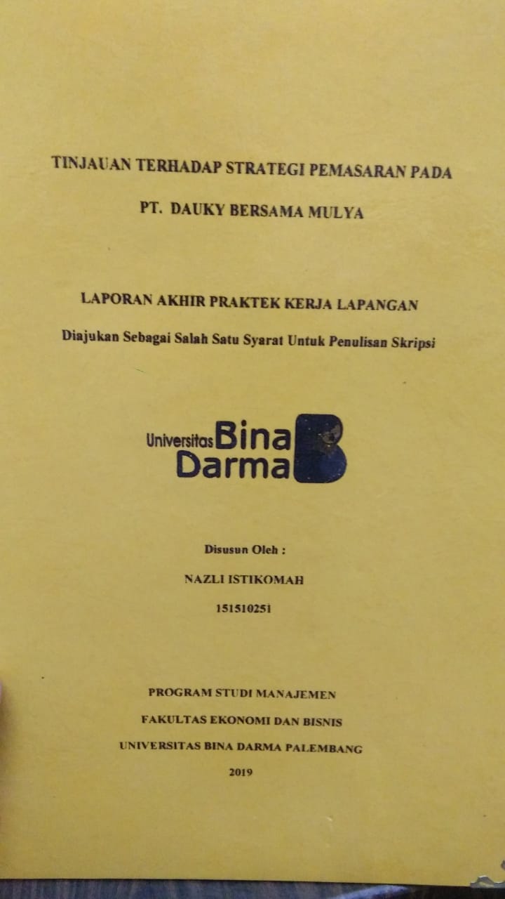 Cover TINJAUAN TERHADAP STRATEGI PEMASARAN PADA PT. DAUKY BERSAMA MULYA / NAZLI ISTIKOMAH