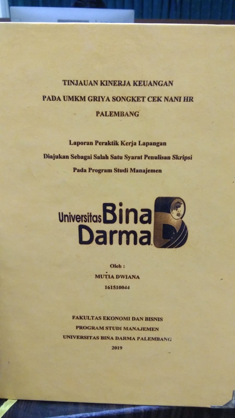 Cover TINJAUAN KINERJA KEUANGAN PADA UMKM GRIYA SONGKET CEK NANI HR PALEMBANG / MUTIA DWIANA