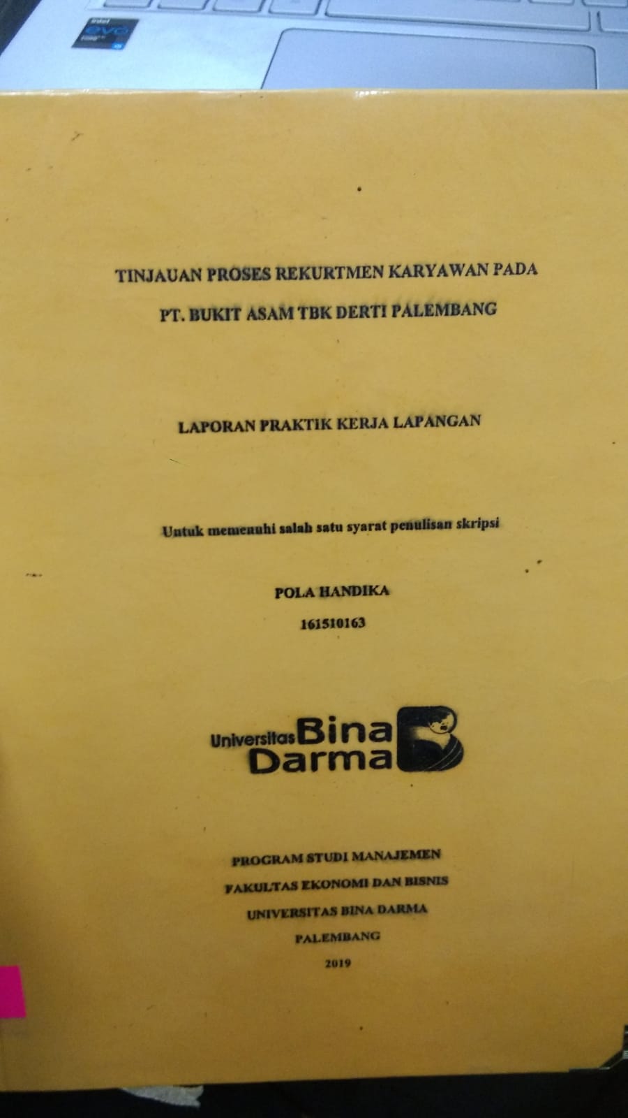 Cover TINJAUAN PROSES REKURTMEN KARYAWAN PADA PT. BUKIT ASAM TBK DERTI PALEMBANG / POLA HANDIKA