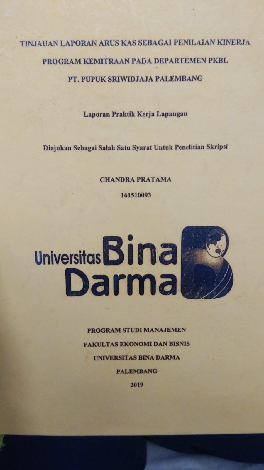 Cover TINJAUAN LAPORAN ARUS KAS SEBAGAI PENILAIAN KINERJA PROGRAM KEMITRAAN PADA DEPARTEMEN PKBL PT. PUPUK SRIWIDJAJA PALEMBANG / CHANDRA PRATAMA