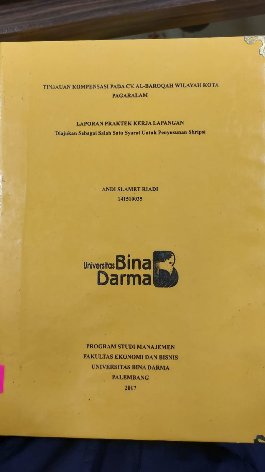 Cover TINJAUAN KOMPENSASI PADA CV. AL-BAROQAH WILAYAH KOTA PAGARALAM / ANDI SLAMET RIADI