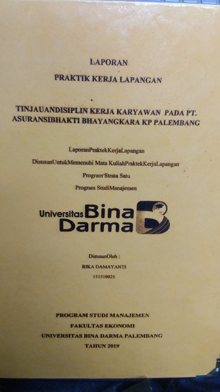 Cover TINJAUAN DISIPLIN KERJA KARYAWAN PADA PT. ASURANSI BHAKTI BHAYANGKARA KP PALEMBANG / RIKA DAMAYANTI