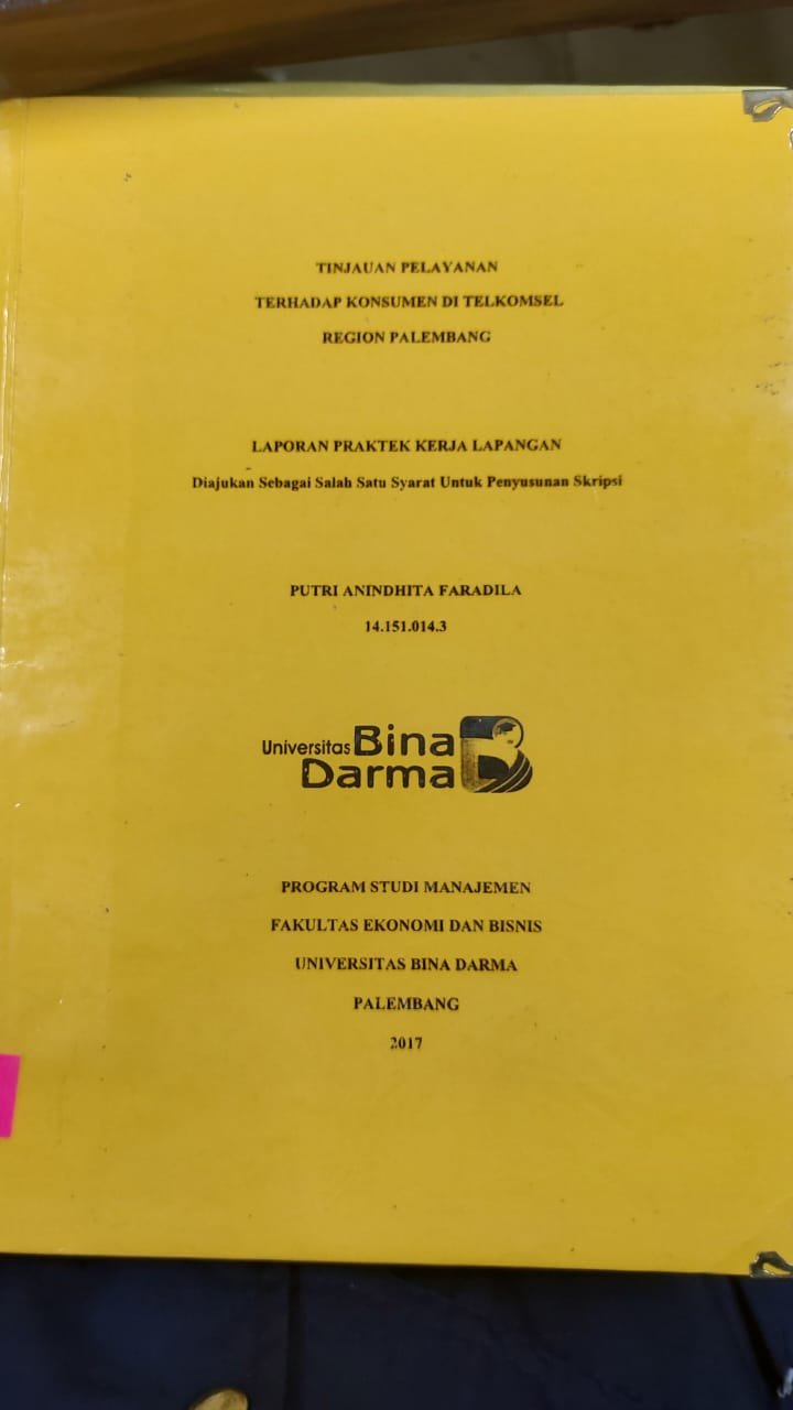 Cover TINJAUAN PELAYANAN TERHADAP KONSUMEN DI TELKOM REGION PALEMBANG / PUTRI ANINDHITA FARADILA
