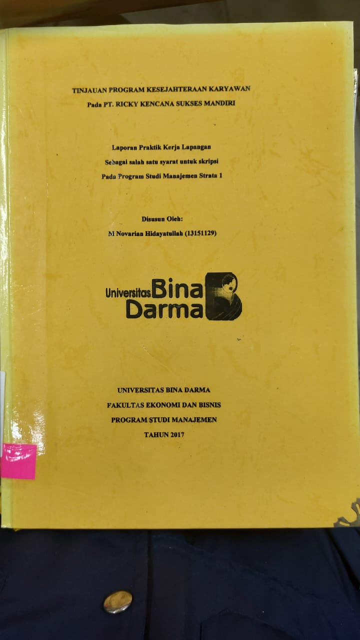 Cover TINJAUAN PROGRAM KESEJAHTERAAN KARYAWAN PADA PT.RICKY KENCANA SUKSES MANDIRI / M NOVARIAN HIDAYATULLAH