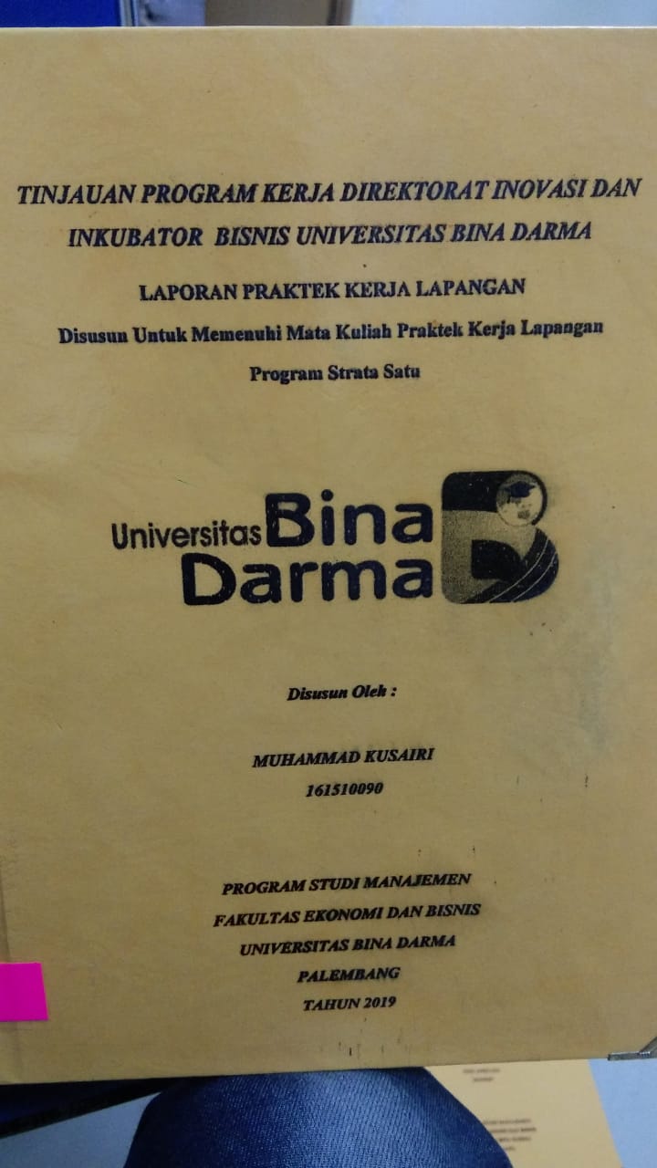 Cover TINJAUAN PROGRAM KERJA DIREKTORAT INOVASI DAN INKUBATOR BISNIS UNIVERSITAS BINA DARMA / MUHAMMAD KUSAIRI