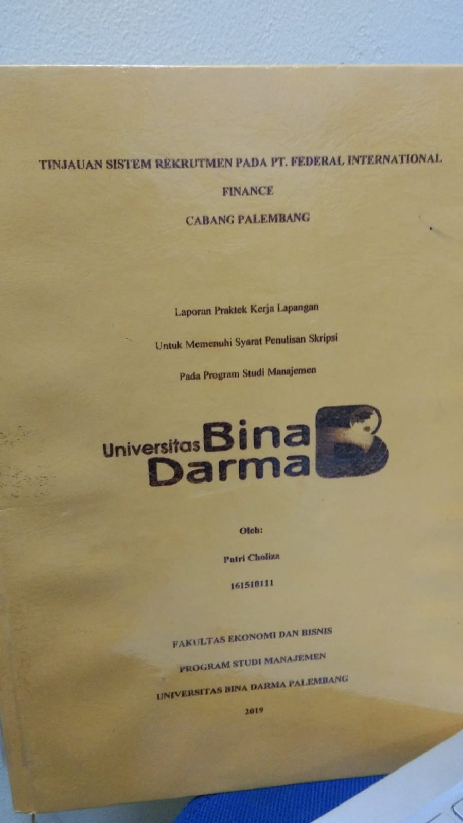 Cover TINJAUAN SISTEM REKRUTMEN PADA PT. FEDERAL INTERNATIONAL FINANCE CABANG PALEMBANG / PUTRI CHOLIZA