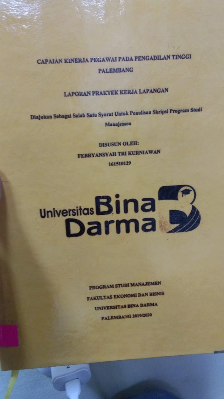 Cover CAPAIAN KINERJA PEGAWAI PADA PENGADILAN TINGGI PALEMBANG / FEBRYANSYAH TRI KURNIAWAN