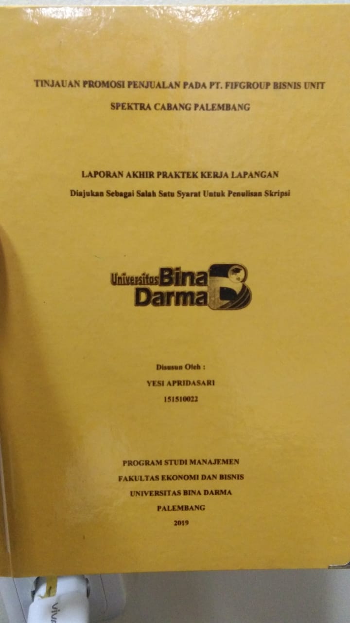 Cover TINJAUAN PROMOSI PENJUALAN PADA PT. FIFGROUP BISNIS UNIT SPEKTRA CABANG PALEMBANG / YESI APRIDASARI
