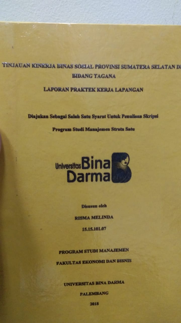 Cover TINJAUAN KINERJA DINAS SOSIAL PROVINSI SUMATERA SELATAN BIDANG TAGANA / RISMA MELINDA