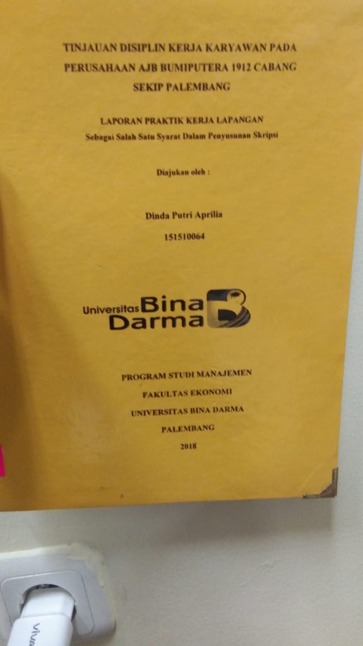 Cover TINJAUAN DISIPLIN KERJA KARYAWAN PADA PERUSAHAAN AJB BUMIPUTERA 1912 CABANG SEKIP PALEMBANG / DINDA PUTRI APRILIA