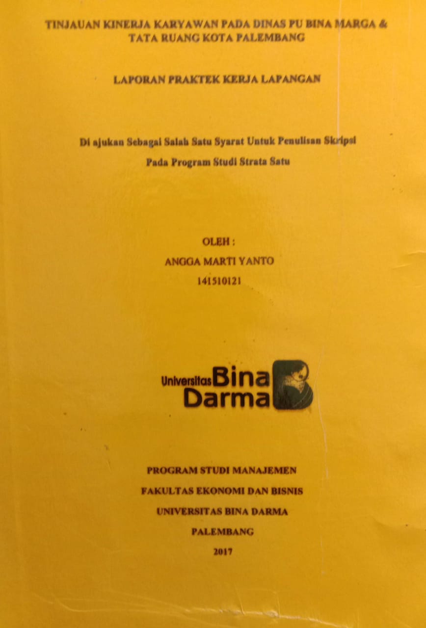 Cover TINJAUAN KINERJA KARYAWAN PADA DINAS PU BINA MARGA & TATA RUANG KOTA PALEMBANG / ANGGA MARTI YANTO
