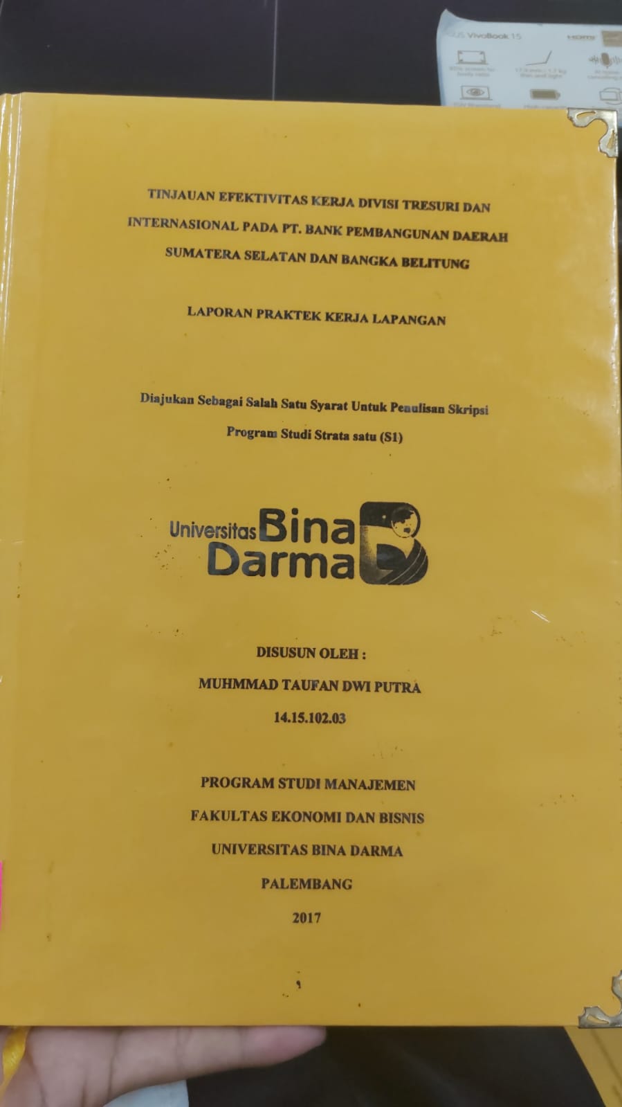 Cover TINJAUAN EFEKTIVITAS KERJA DIVISI TRESURI DAN INTERNASIONAL PADA PT.BANK PEMBANGUNAN DAERAH SUMATERA SELATAN DAN BANGKA BELIKUNG / MUHAMMAD TAUFAN DWI PUTRA
