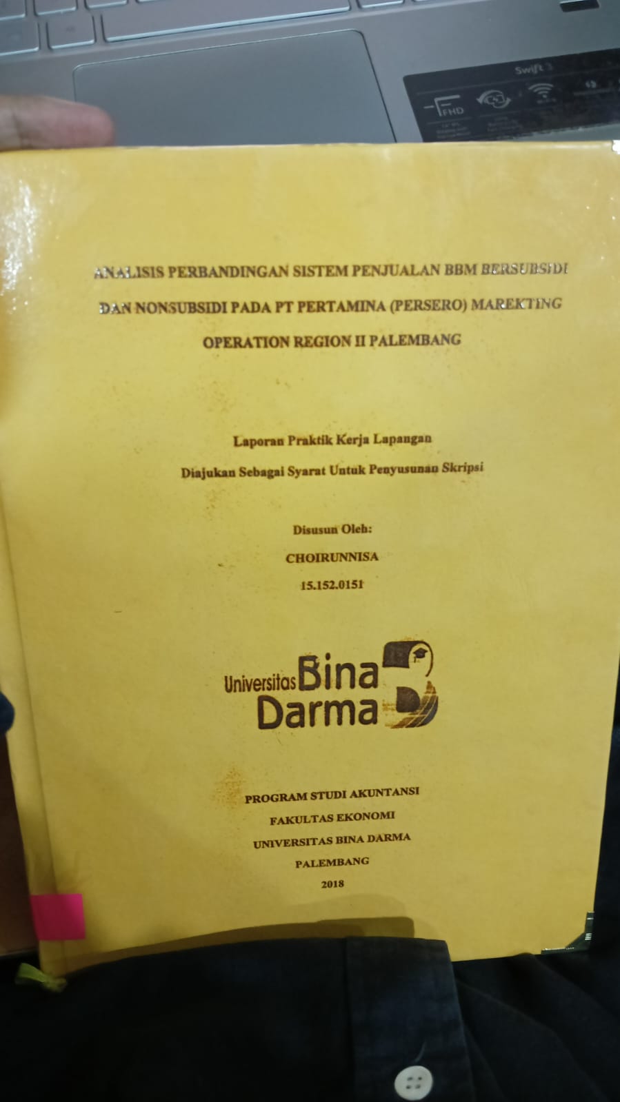 Cover ANALISIS PERBANDINGAN SISTEM PENJUALAN BBM BERSUBSIDI DAN NONSUBSIDI PADA PT PERTAMINA (PERSERO) MAREKTING OPERATION REGION II PALEMBANG / CHOIRUNNISA
