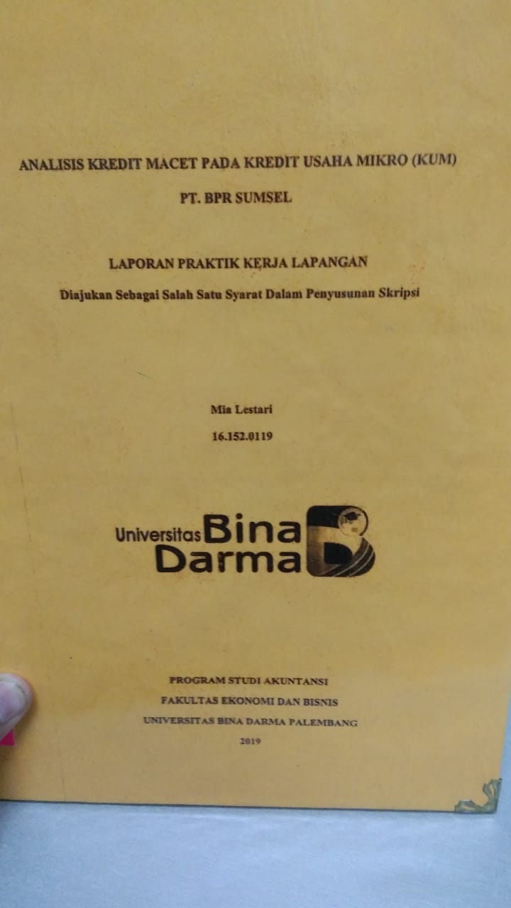 Cover ANALISIS KREDIT MACET PADA KREDIT USAHA MIKRO (KUM) PT. BPR SUMSEL / MIA LESTARI