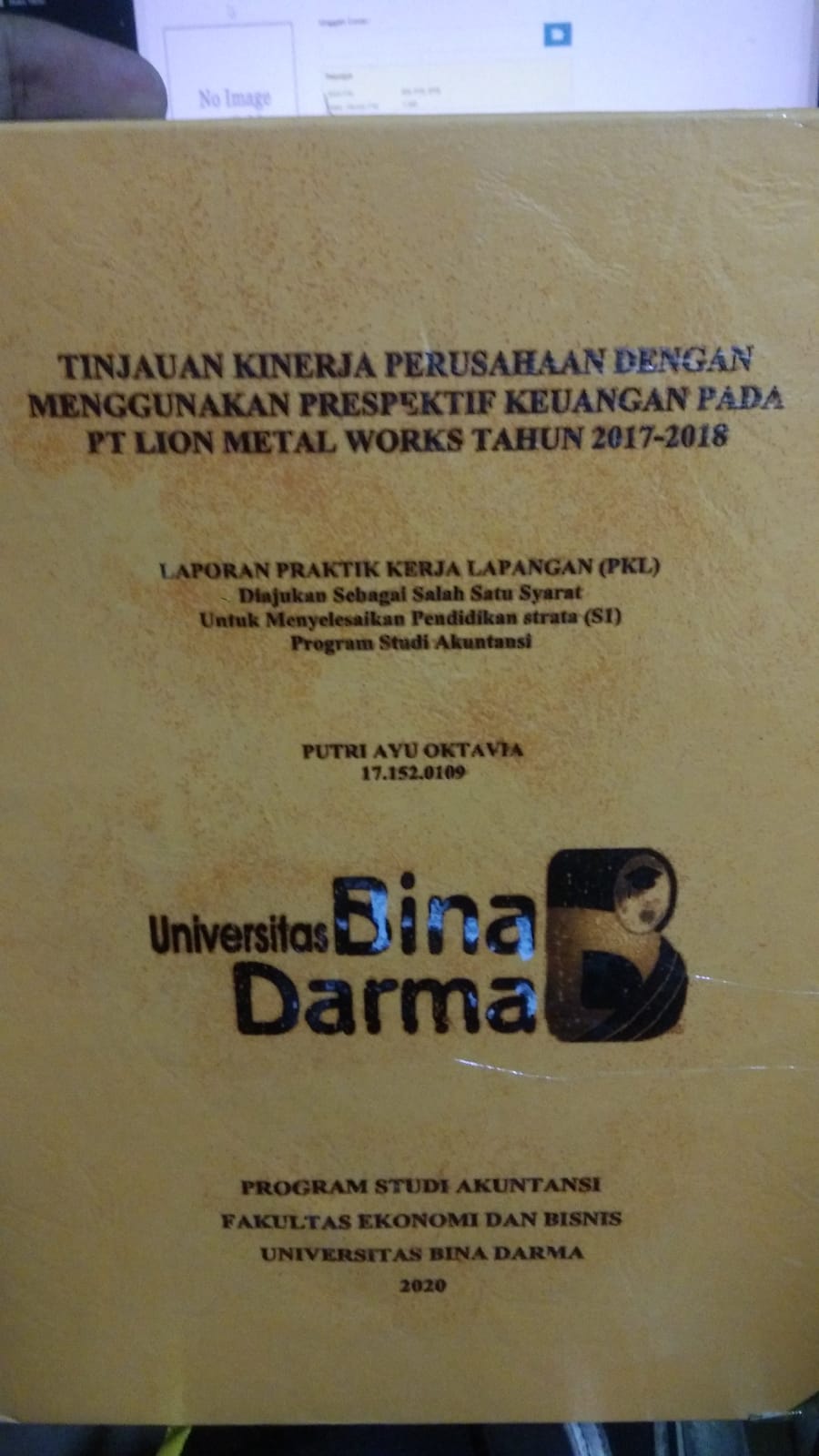 Cover TINJAUAN KINERJA PERUSAHAAN DENGAN MENGGUNAKAN PERSPEKTIF KEUANGAN PADA PT LION METAL WORKS TAHUN 2017-2018 / PUTRI AYU OKTAVIA