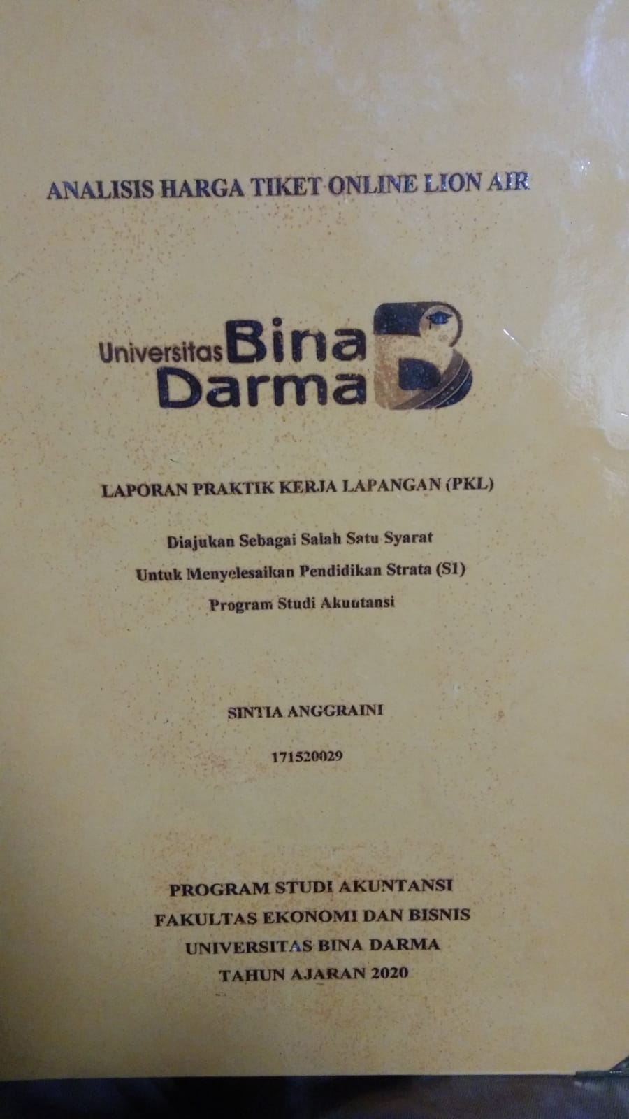 Cover ANALISIS HARGA TIKET ONLINE LION AIR / SINTIA ANGGRAINI