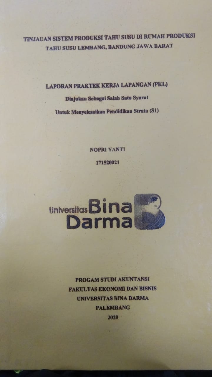 Cover TINJAUAN SISTEM PRODUKSI TAHU SUSU DI RUMAH PRODUKSI TAHU SUSU LEMBANG, BANDUNG JAWA BARAT / NOPRI YANTI