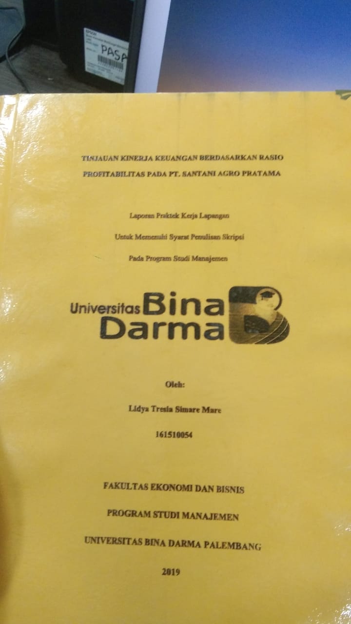 Cover TINJAUAN KINERJA KEUANGAN BERDASARKAN RASIO PROFITABILITAS PADA PT. SANTANI AGRO PRATAMA / LIDYA TRESIA SIMARE MARE