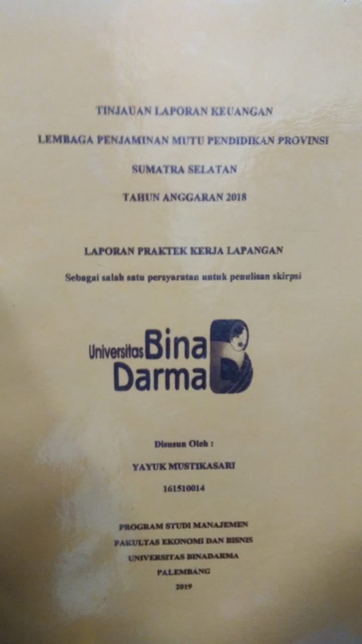 Cover LEMBAGA PENJAMINAN MUTU PENDIDIKAN PROVINSI SUMATRA SELATAN TAHUN ANGGARAN 2018 / YAYUK MUSTIKASARI