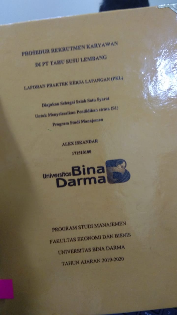Cover PROSEDUR REKRUTMEN KARYAWAN DI KARYAWAN DI PT TAHU SUSU LEMBANG / ALEX ISKANDAR