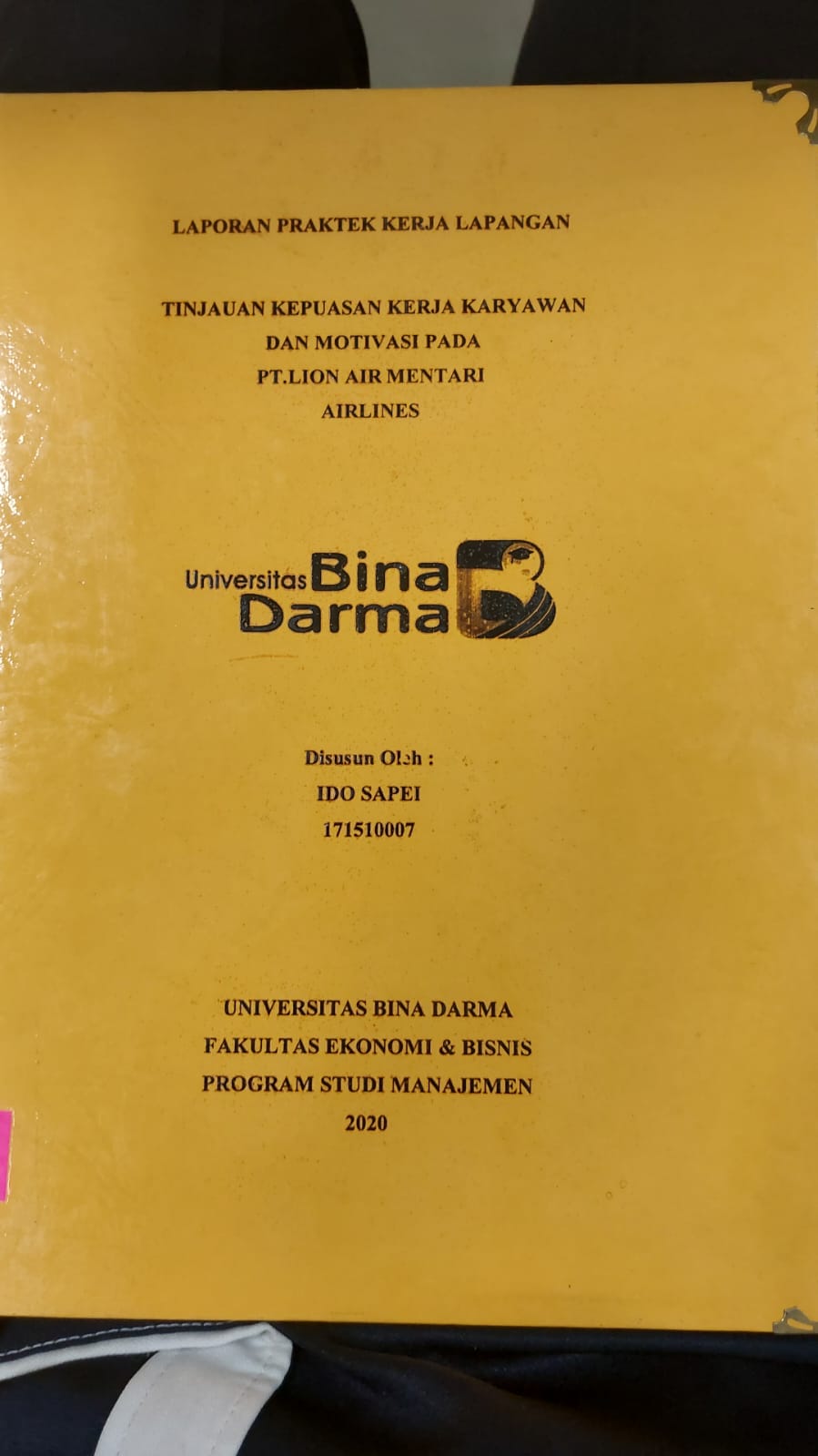 Cover TINJAUAN KEPUASAN KERJA KARYAWAN DAN MOTIVASI PADA PT.LION AIR MENTARI AIRLINES / IDO SAPEI