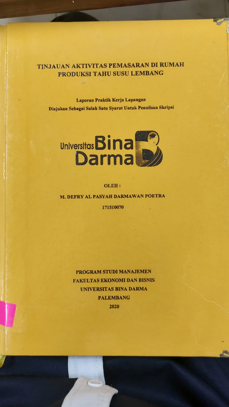 Cover TINJAUAN AKTIVITAS PEMASARAN DI RUMAH PRODUKSI TAHU SUSU LEMBANG / M.DEFRY AL PASYAH DARMAWAN POETRA