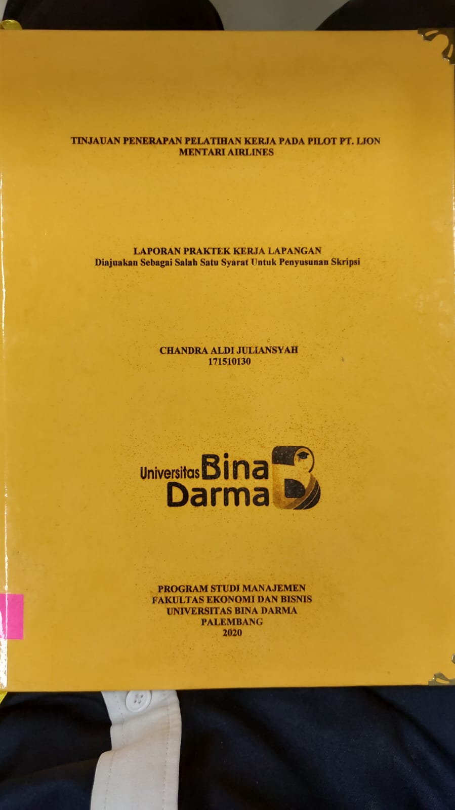 Cover TINJAUAN PENERAPAN PENERAPAN PELATIHAN KERJA PADA PILOT PT.LION MENTARI AIRLINES / CHANDRA ALDI JULIANSYAH