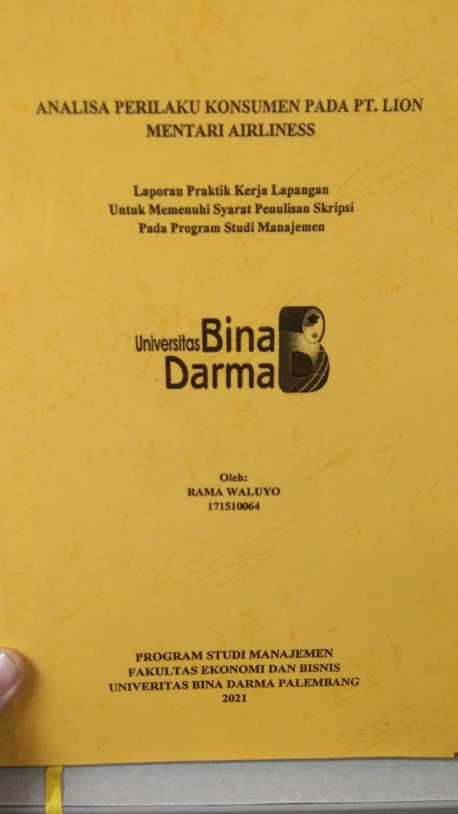 Cover ANALISA PELAKU KONSUMEN PADA PT. LION MENTARI AIRLINESS / RAMA WALUYO