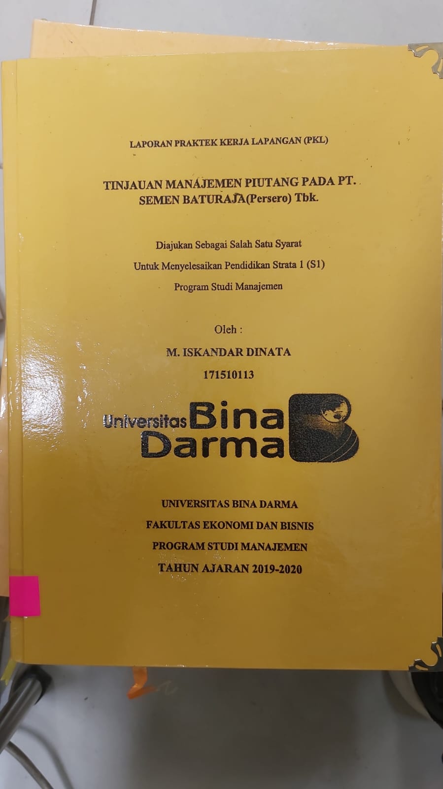 Cover TINJAUAN MANAJEMEN PIUTANG PADA PT.SEMEN BATURAJA (PERSERO) TBK / M.ISKANDAR DINATA