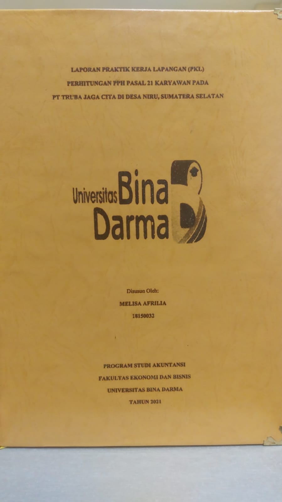 Cover PERHITUNGAN PPH PASAL 21 KARYAWAN PADA PT TRUBA JAGA CITA DI DESA NIRU, SUMATERA SELATAN / MELISA AFRILIA