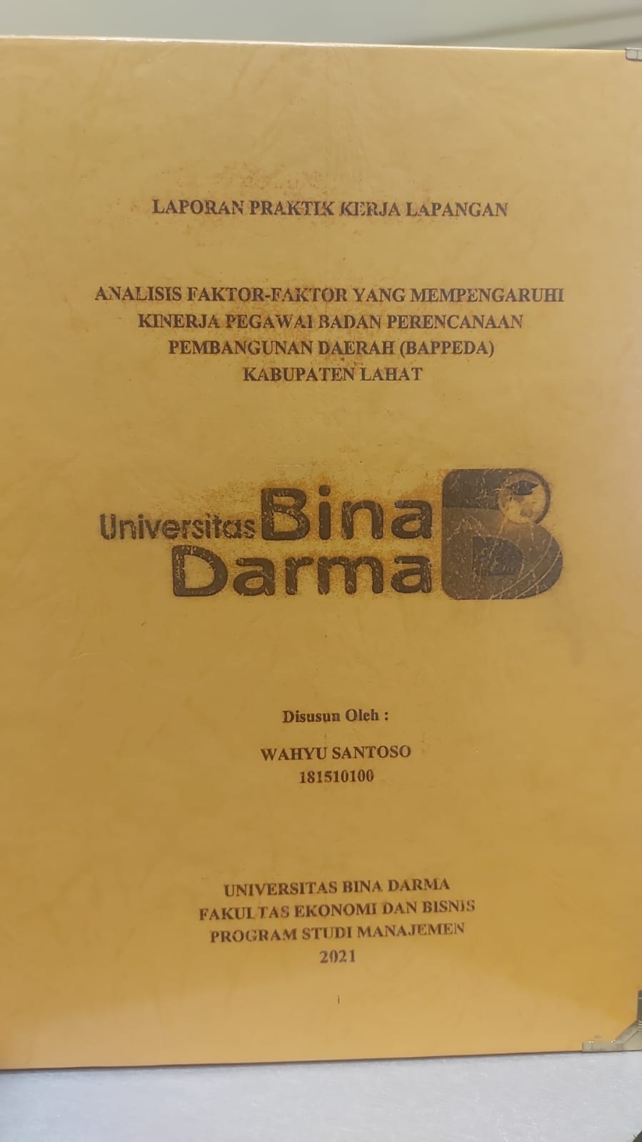 Cover ANALISIS FAKTOR-FAKTOR YANG MEMPENGARUHI KINERJA PEGAWAI BADAN PERENCANAAN PEMBANGUNAN DAERAH (BAPPEDA) KABUPATEN LAHAT / WAHYU SANTOSO