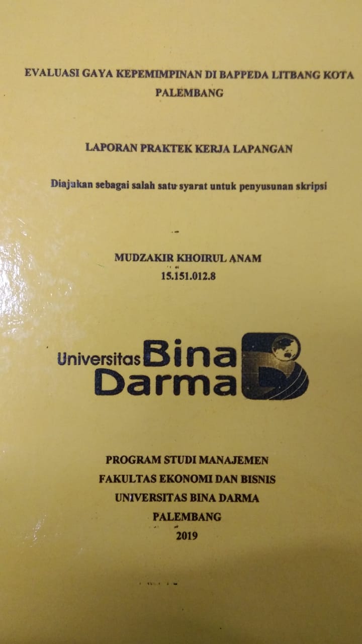 Cover EVALUASI GAYA KEPEMIMPINAN DI BAPPEDA LITBANG KOTA PALEMBANG / MUDZAKIR KHOIRUL ANAM