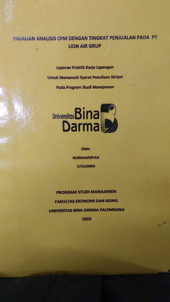 Cover TINJAUAN ANALISIS CPM DENGAN TINGKAT PENJUALAN PADA PT LION AIR GRUP / NURKHAFIFFAH