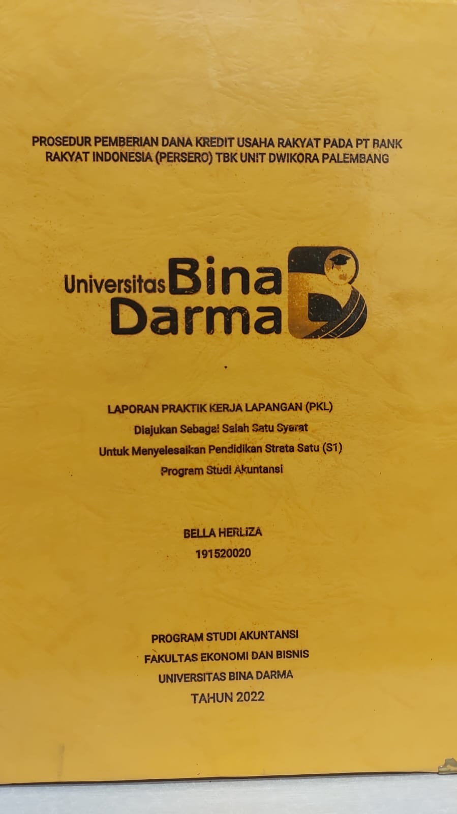 Cover PROSEDUR PEMBERIAN DANA KREDIT USAHA RAKYAT PADA PT BANK RAKYAT INDONESIA (PERSERO) TBK UNIT DWIKORA PALEMBANG / BELLA HERLIZA