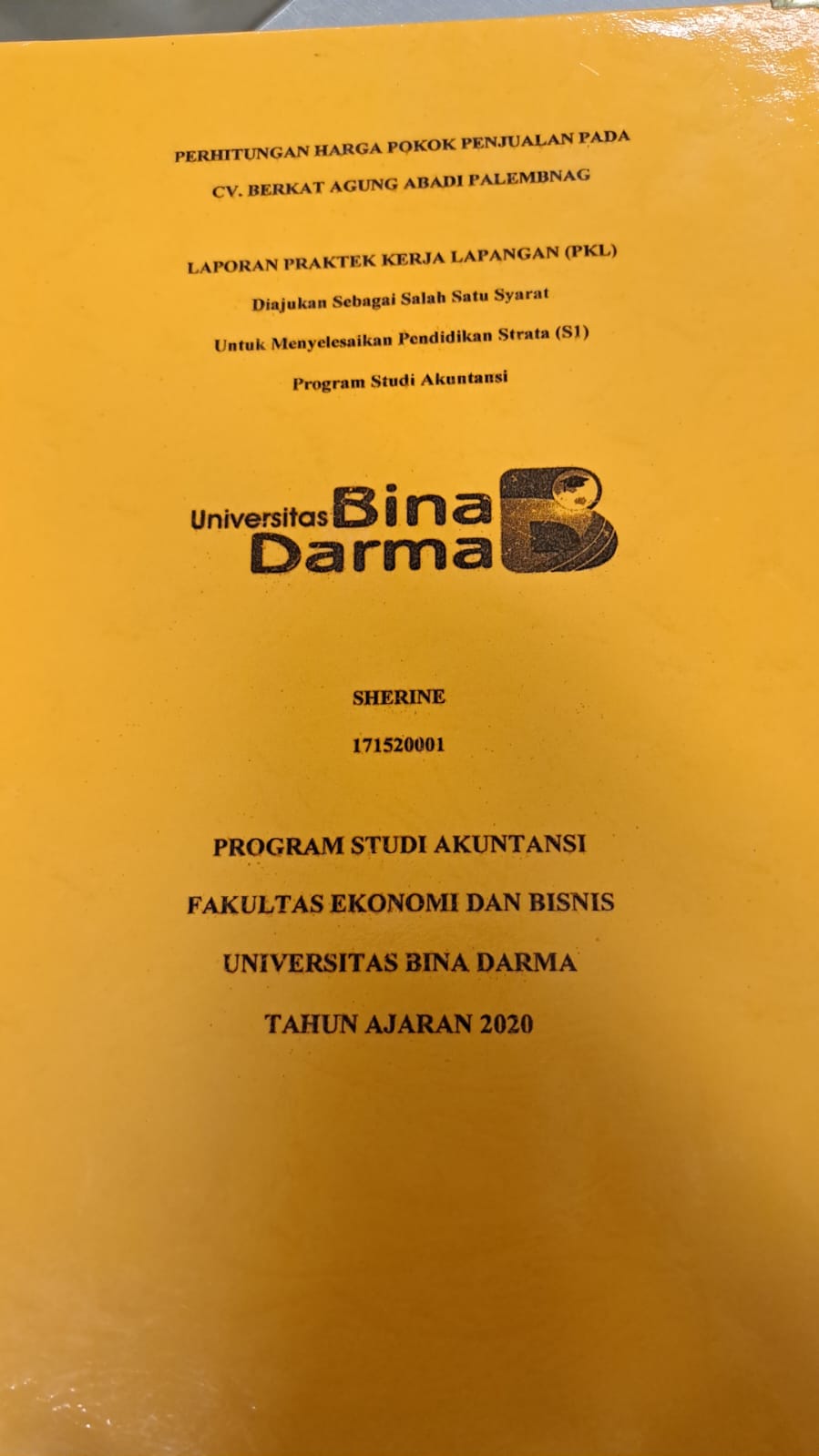 Cover PERHITUNGAN HARGA POKOK PENJUALAN PADA CV. BERKAT AGUNG ABADI PALEMBANG / SHERINE
