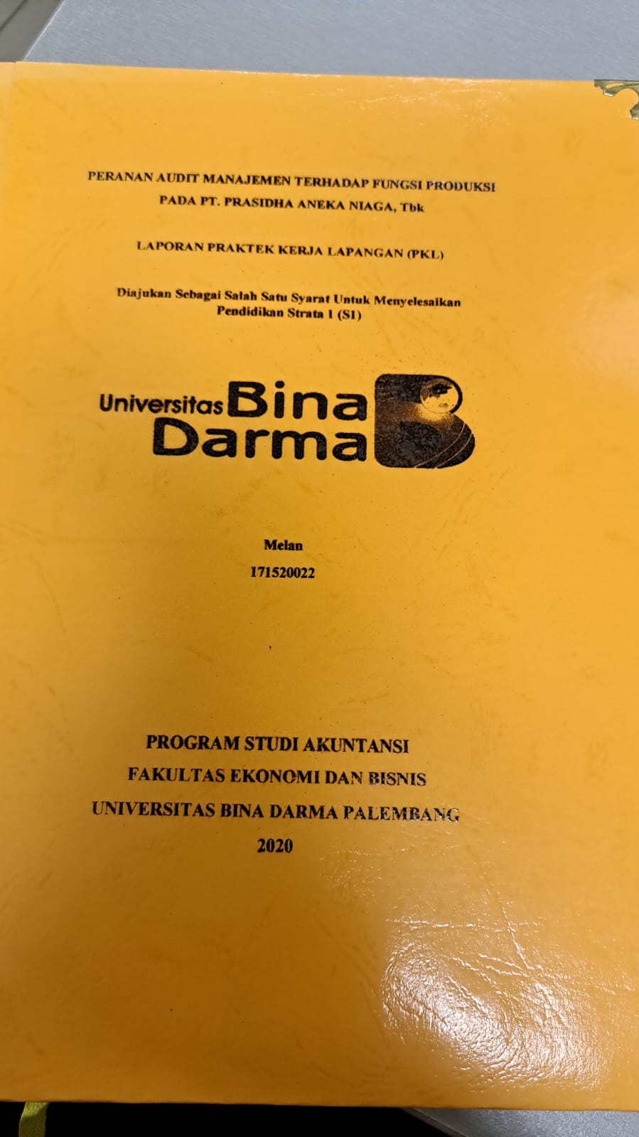 Cover PERANAN AUDIT MANAJEMEN TERHADAP FUNGSI PRODUK PADA PT. PRASIDHA ANEKA NIAGA, Tbk / MELAN